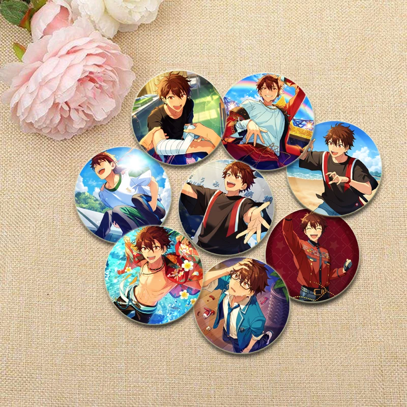 Ensemble Stars HD Print Brooch Anime Badge Chiaki Morisawa Cartoon Round Display Brooches Lapel Pins Jewelry Gift Accessory