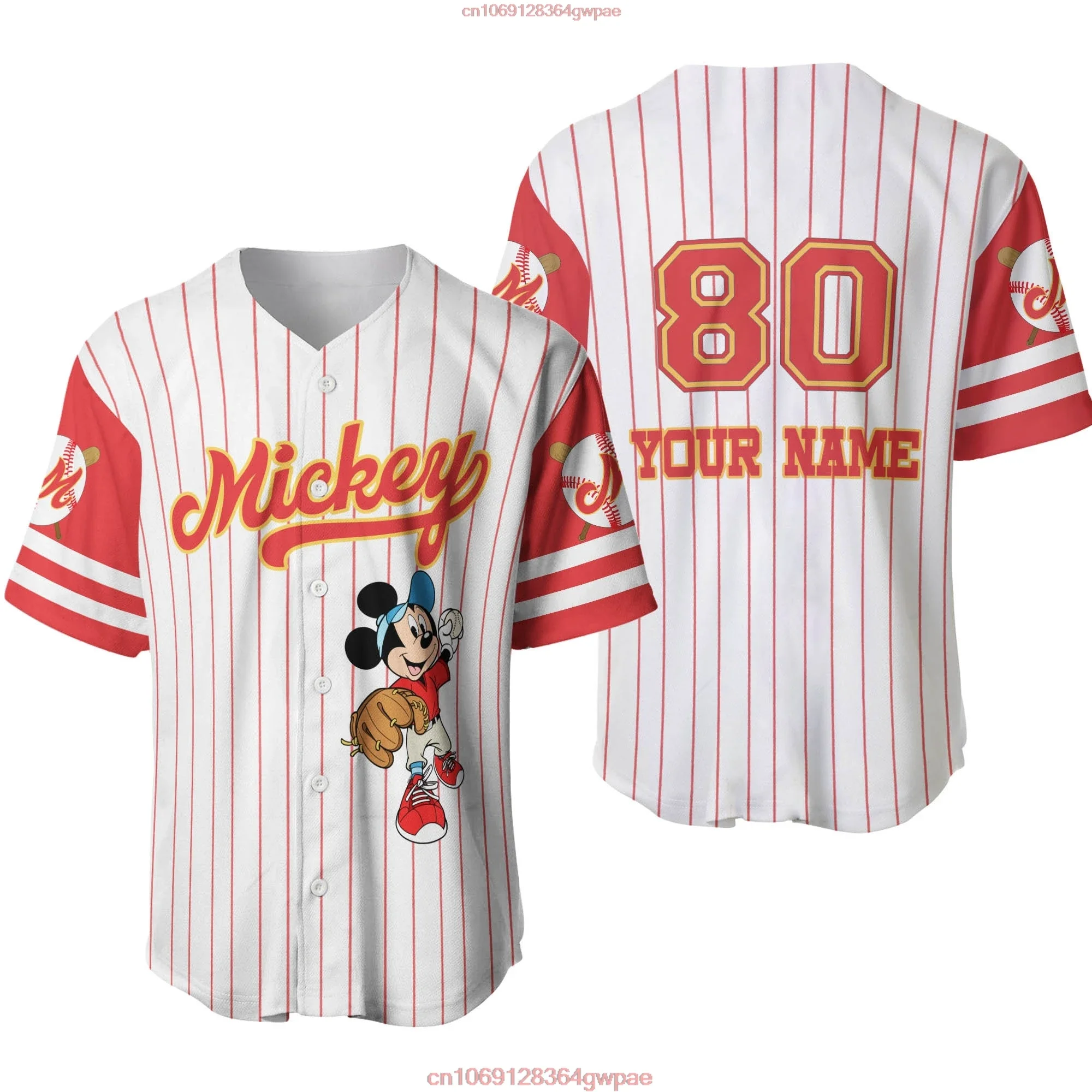 Mickey Mouse Baseball Jersey Men Ladies Casual Short Sleeve Jersey Disney Baseball Jersey Fashionable Harajuku Baseball Uniform