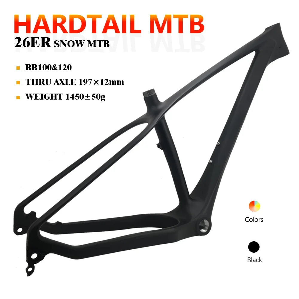 

CW Snow fat bike carbon frame Full carbon fiber snow bicycle 26er BSA120/100 snow bike Disc brake mtb frame bike