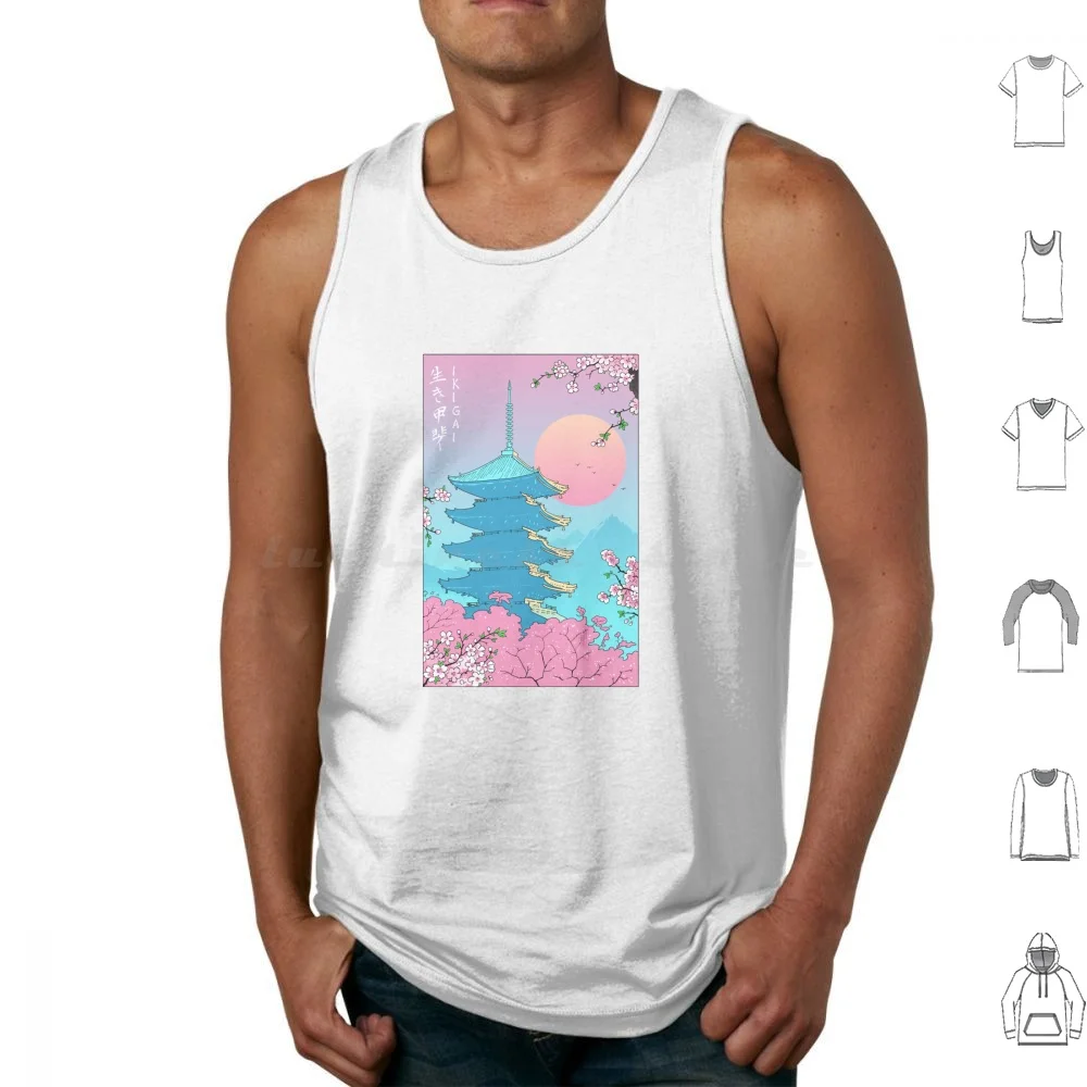 Ikigai In Kyoto Tank Tops Vest Sleeveless Ikigai Kyoto Pagoda Japan Lofi 80s Chillwave Retrowave Synthwave Vaporwave Retro