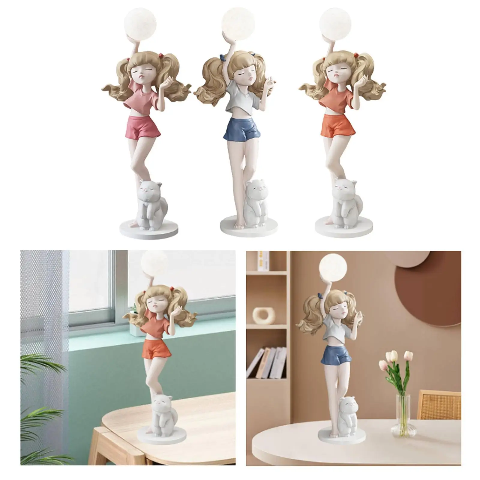 تمثال فتاة الراتنج تمثال مع ديكور المنزل الحديث زخرفة مكتب الشكل ل