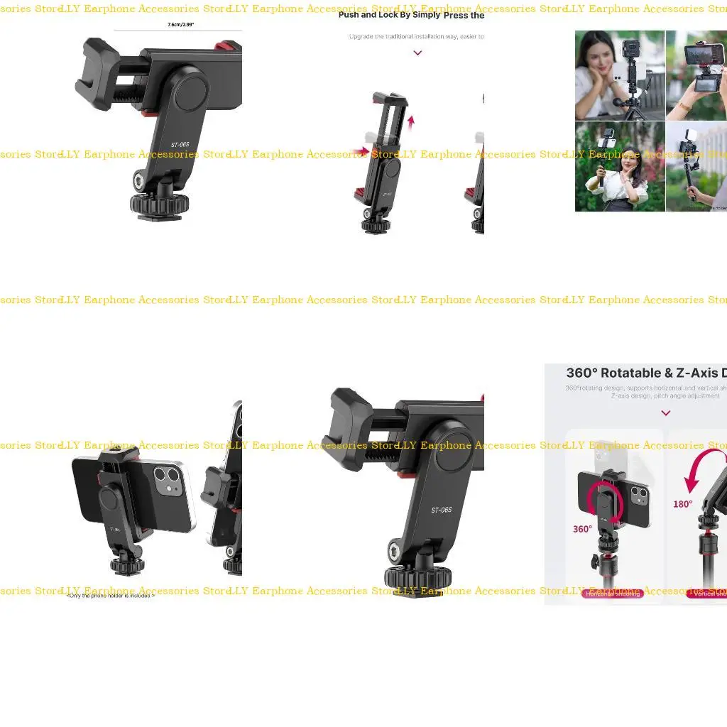 

462E Phone Holder Mount Clamp Clip Horizontal and Vertical for Smartphone Dual Cold Shoe Mount Video Light Mic