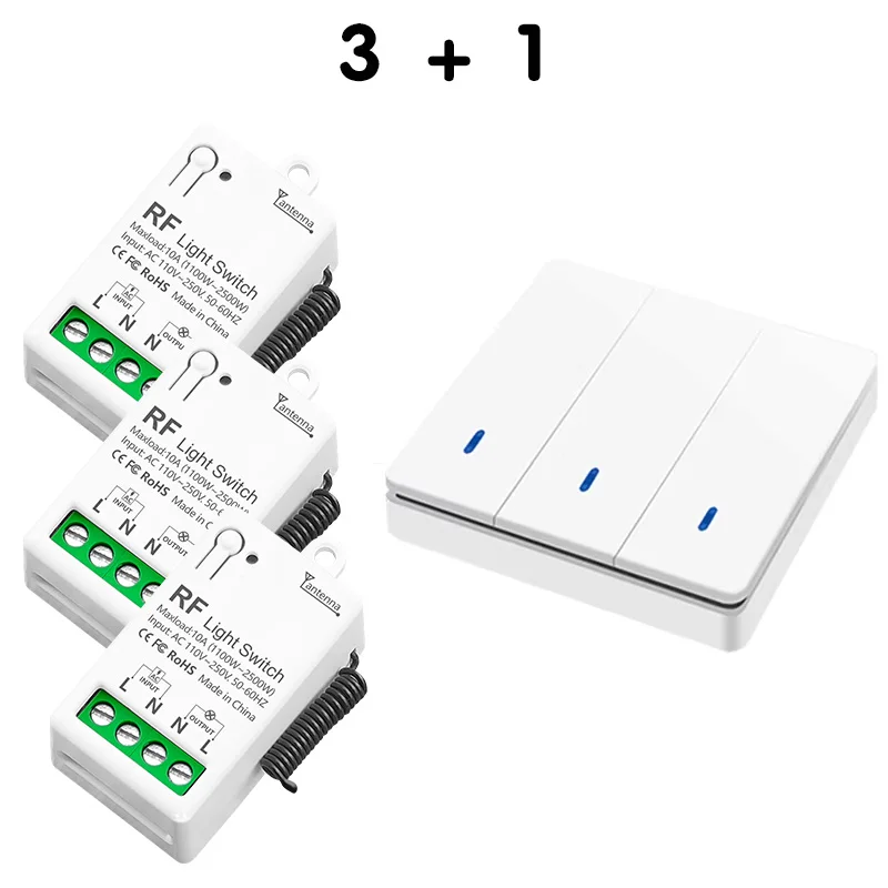 WenQia Wireless Smart Switch Licht RF 433 Mhz 86 Wand Panel Schalter mit Fernbedienung Mini Relais Empfänger 220 V Hause led Licht Lampe Fan 5