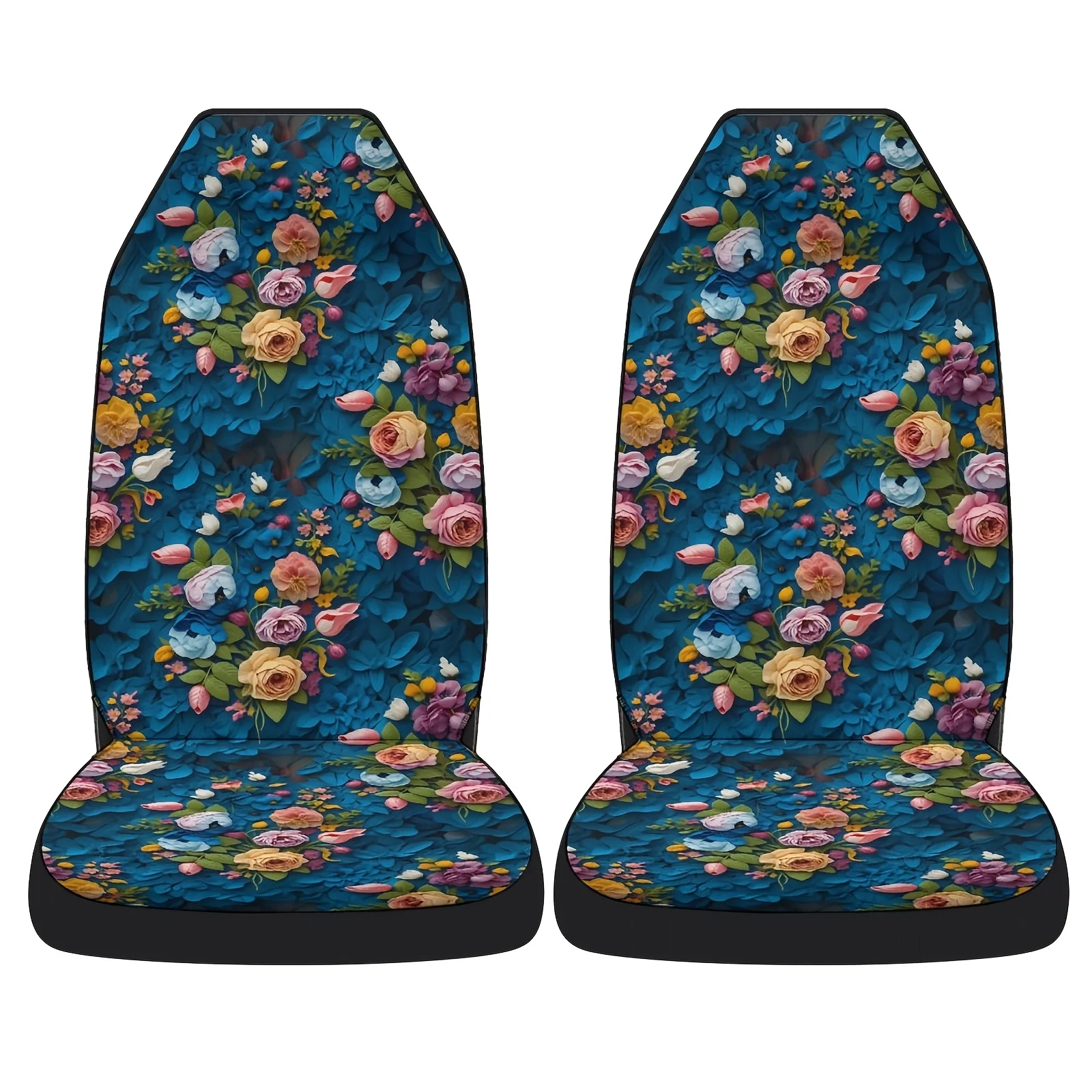 2Pcs 3D Floral Blue… - image