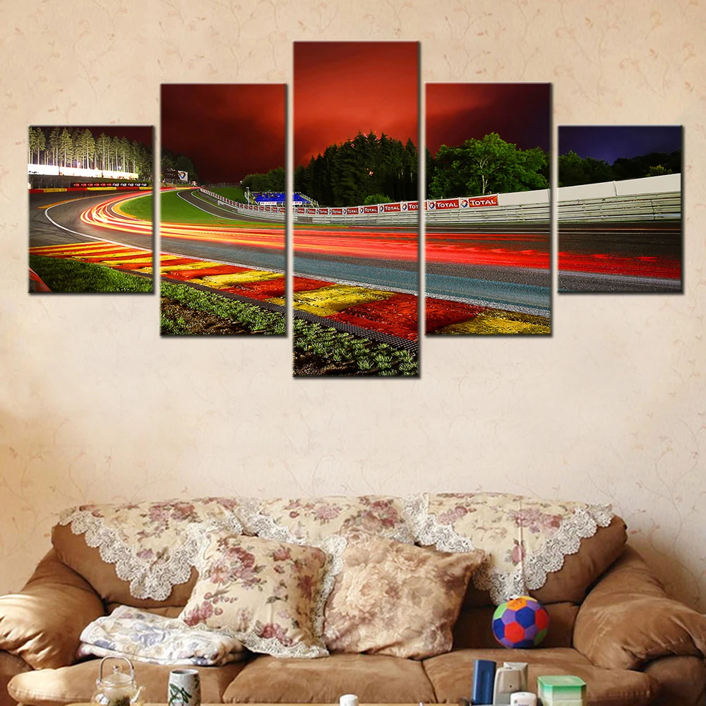 

5 Piece Canvas Wall Arts Poster Painting Spa Francorchamps Cityscape Home Decor Modular Picture Interior Artwork For Living Room