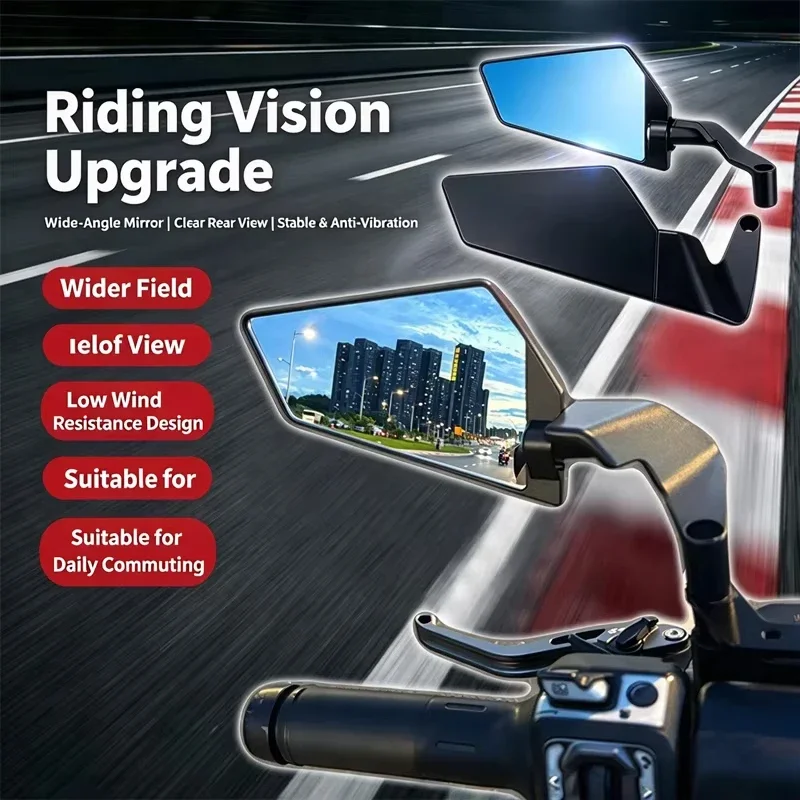Foldable rearview mirror, high-definition motorcycle rearview mirror, alloy fixed wing reflector