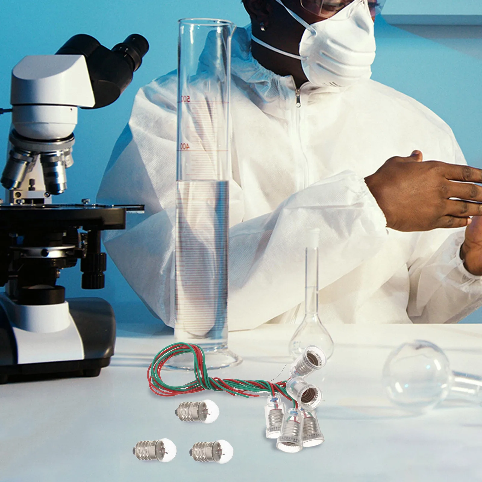 20 قطعة حامل لمبة مصغرة قبة زجاجية 1.5 فولت قاعدة مصابيح للتجربة الكهربائية مختبر العلوم مصباح يدوي ضوء المؤشر #3