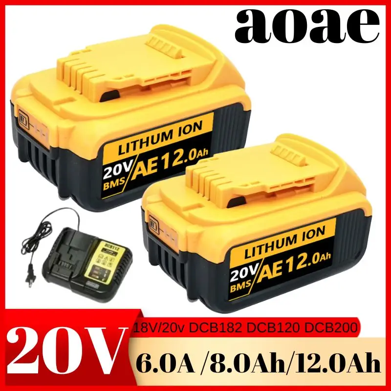 12000mAh DCB200 20V Battery Compatible with dewalt power Tools 18V rechargeable electric tool Lithium batteries 20V 18Volt