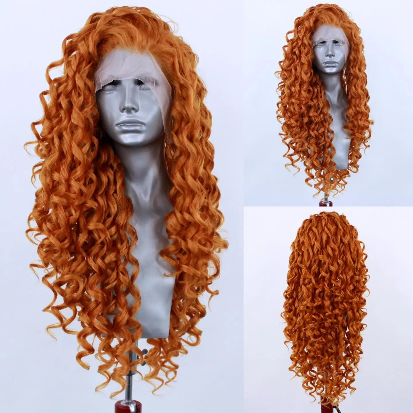 

MXWIGS бесклеевые Синтетические Волосы Курчавые Кудрявые оранжевые цветные кружевные передние парики для чернокожих женщин Косплей из высокотемпературного волокна