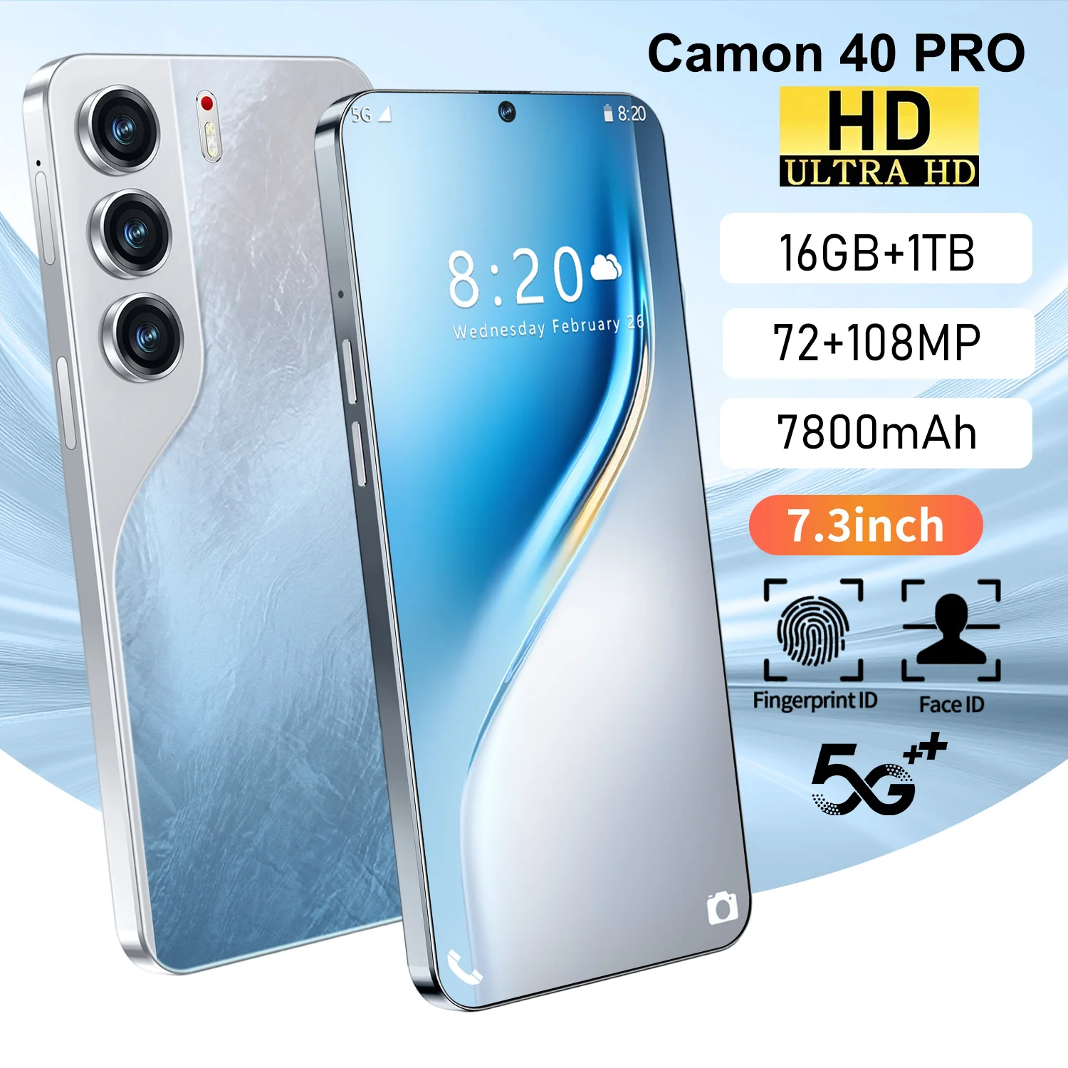 

2025 Новый Camon 40 Pro 5G 22 ГБ 2 ТБ Оригинальный Smart 7,3-дюймовый Dual SIM Android 15 Глобальная версия 72 + 1080 МП Камера Аккумулятор 7800 мАч ГОРЯЧИЙ