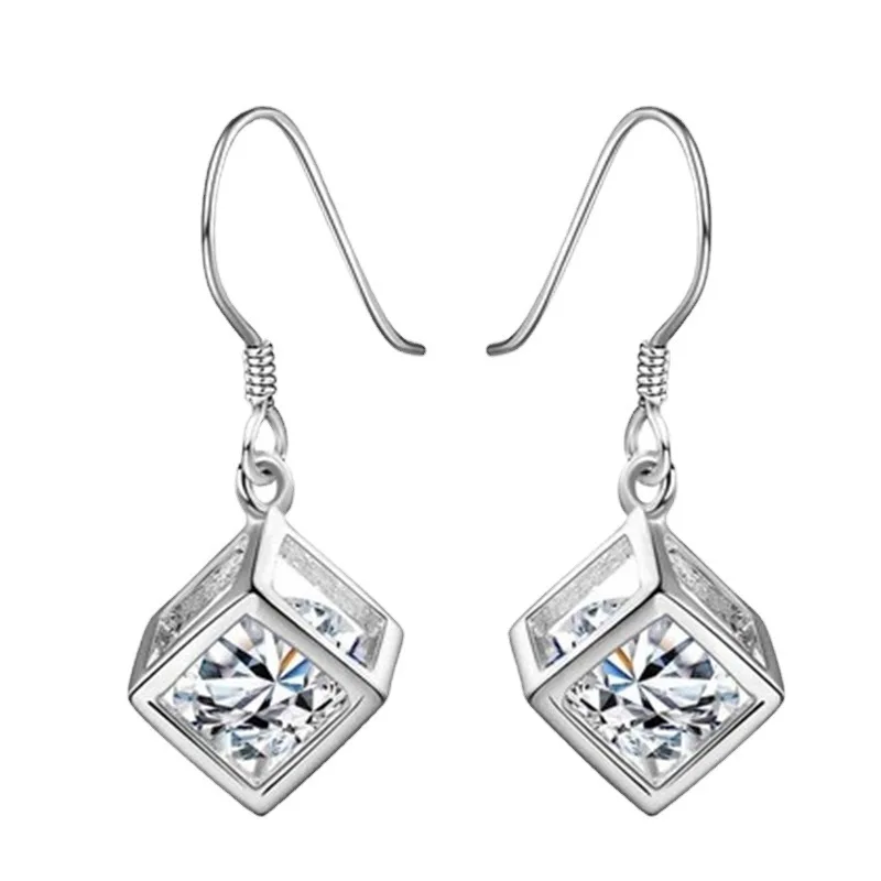925 Sterling Silver Long Tassel Cube Earrings, Stylish and Easy-to-Match Dangle Earrings for Women, Perfect for Everyday Wear