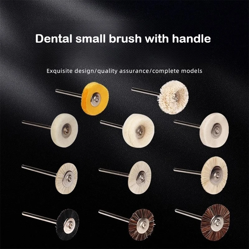 50Pcs Dental Polishing Brush Set 12 Types Wool/Horsehair/Cloth Dental Lab Polishing Heads for Dental Polishing Procedures