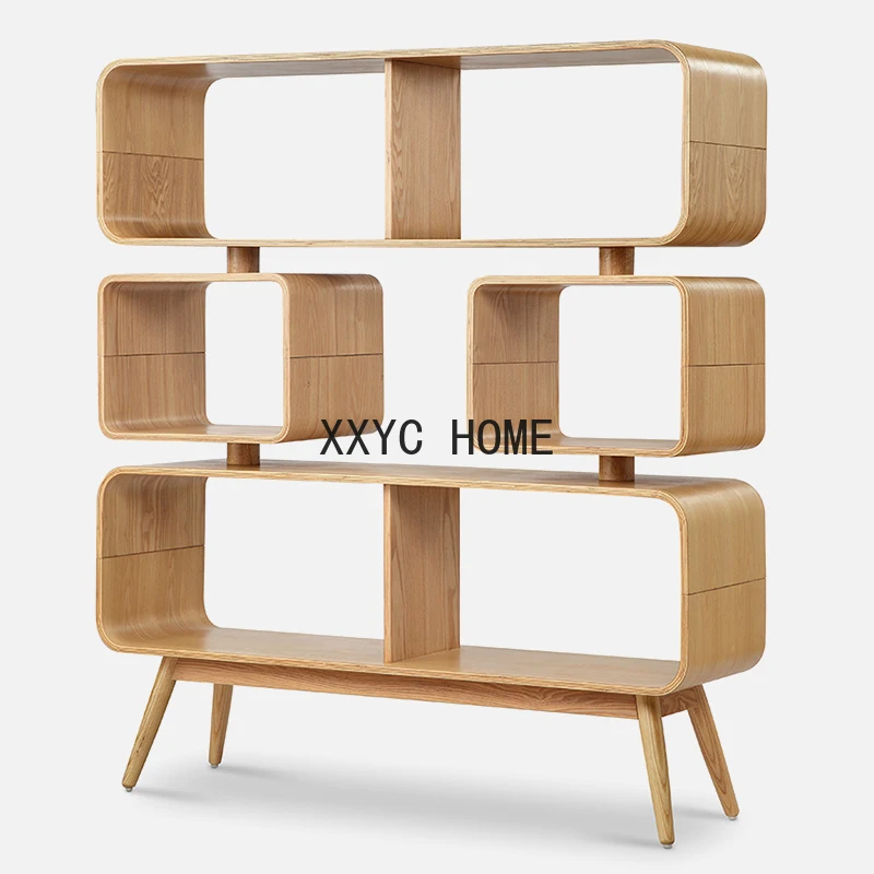 

yj Nordic Shelf Antique Shelf Manchurian Ash Living Room Shelf Lattice Bookshelf Creative Decoration Display Rack