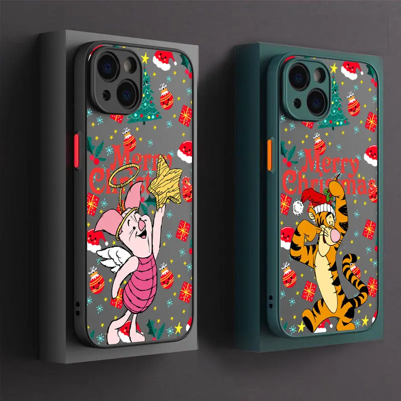Coque de téléphone de noël pour iPhone 14 15 16 17 Pro tigrou porcelet Winnie, étui pour iPhone 17 Air 11 13 Pro Max 12 16e 16 Plus Funda