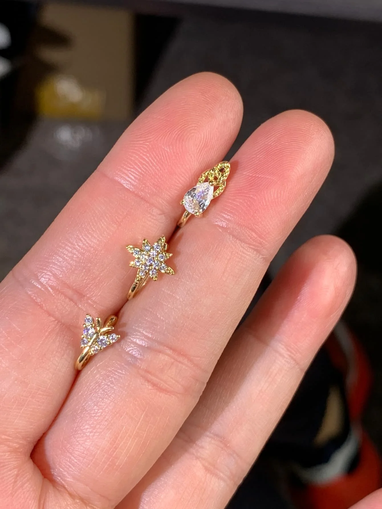 3-piece fashionable and elegant nose clip set, copper material inlaid with artificial zircon Mother's Day gift, daily party wear view 2