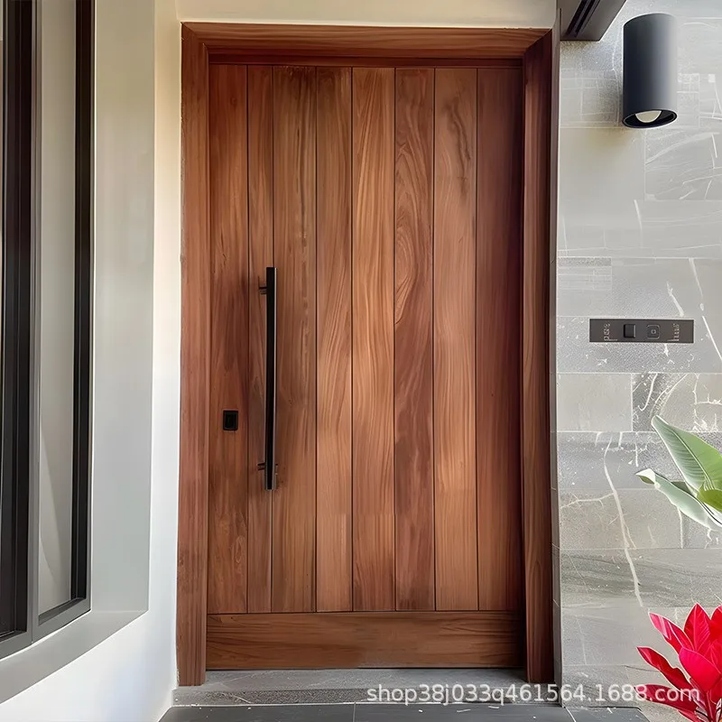 Wabi Sandy Wind Solid Wood Door Elm Interior Solid Wood Courtyard Double Hotel B & B Side Rural Entrance Door