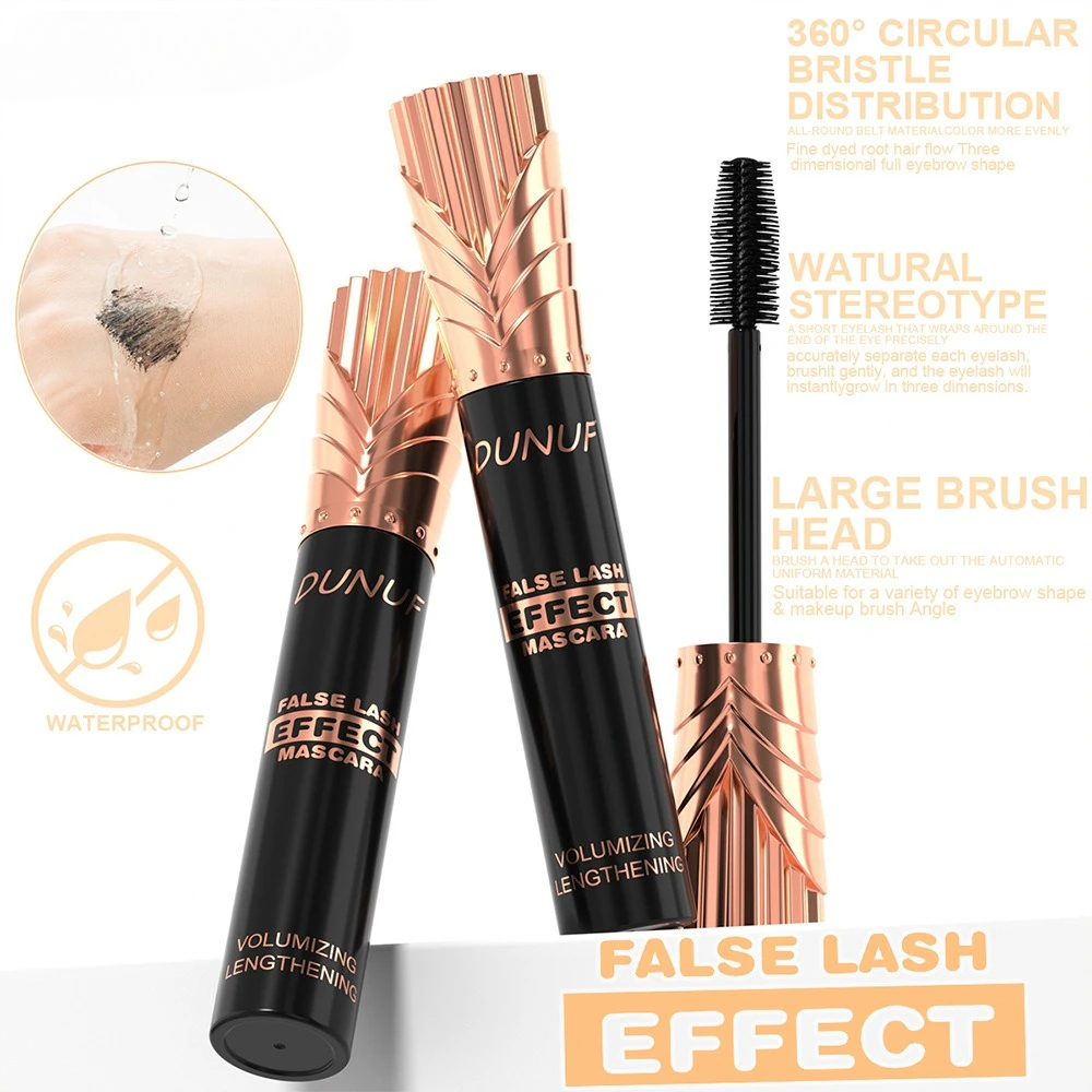 Rímel preto 24H à prova d'água, volumizador, alongamento, efeito de ondulação, à prova de manchas, uso durante todo o dia para olhos sensíveis, uso diário