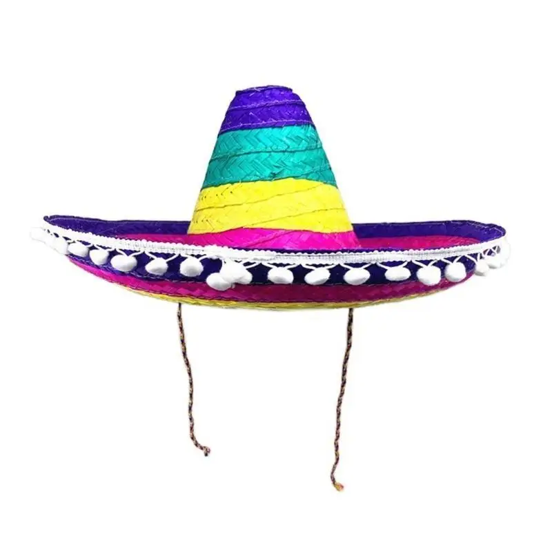 39BD Bamboo Weaving Sombrero Hat Festival Hats Mexicans Party Hat Photography Props for Adults Traditional Costume Headwear
