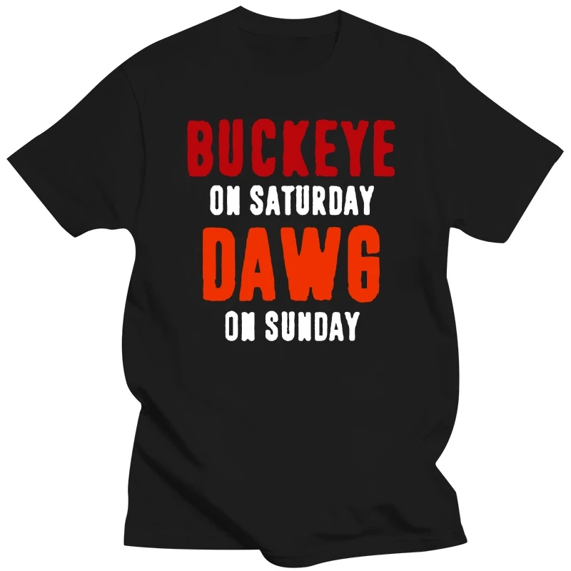 Harajuku streetwear shirt menOhio Columbus Buckeye On Saturday Dawg On Sunday T Shirt