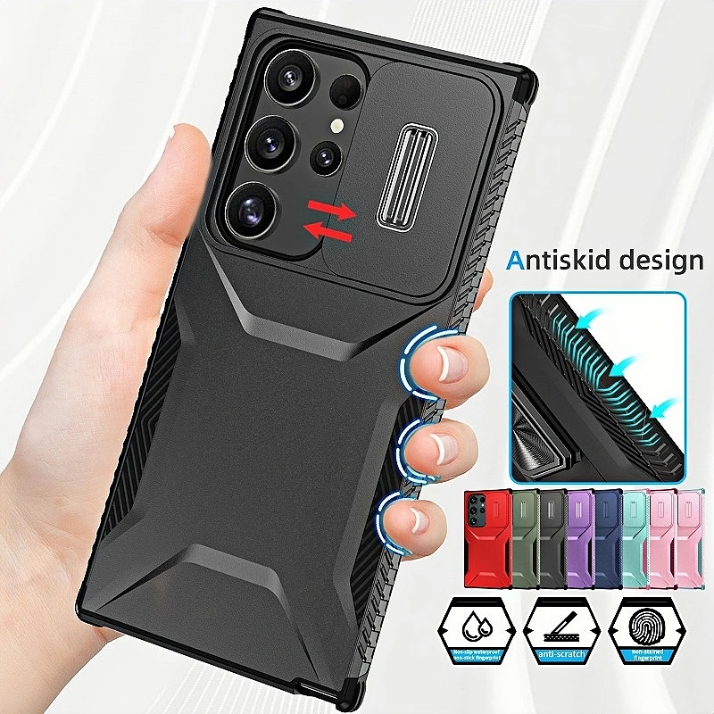 Shockproof Armor Protect Phone Case For Samsung Galaxy S24 Ultra S 24 Slide Camera Lens Back Cover For GalaxyS24 + Plus FE Funda