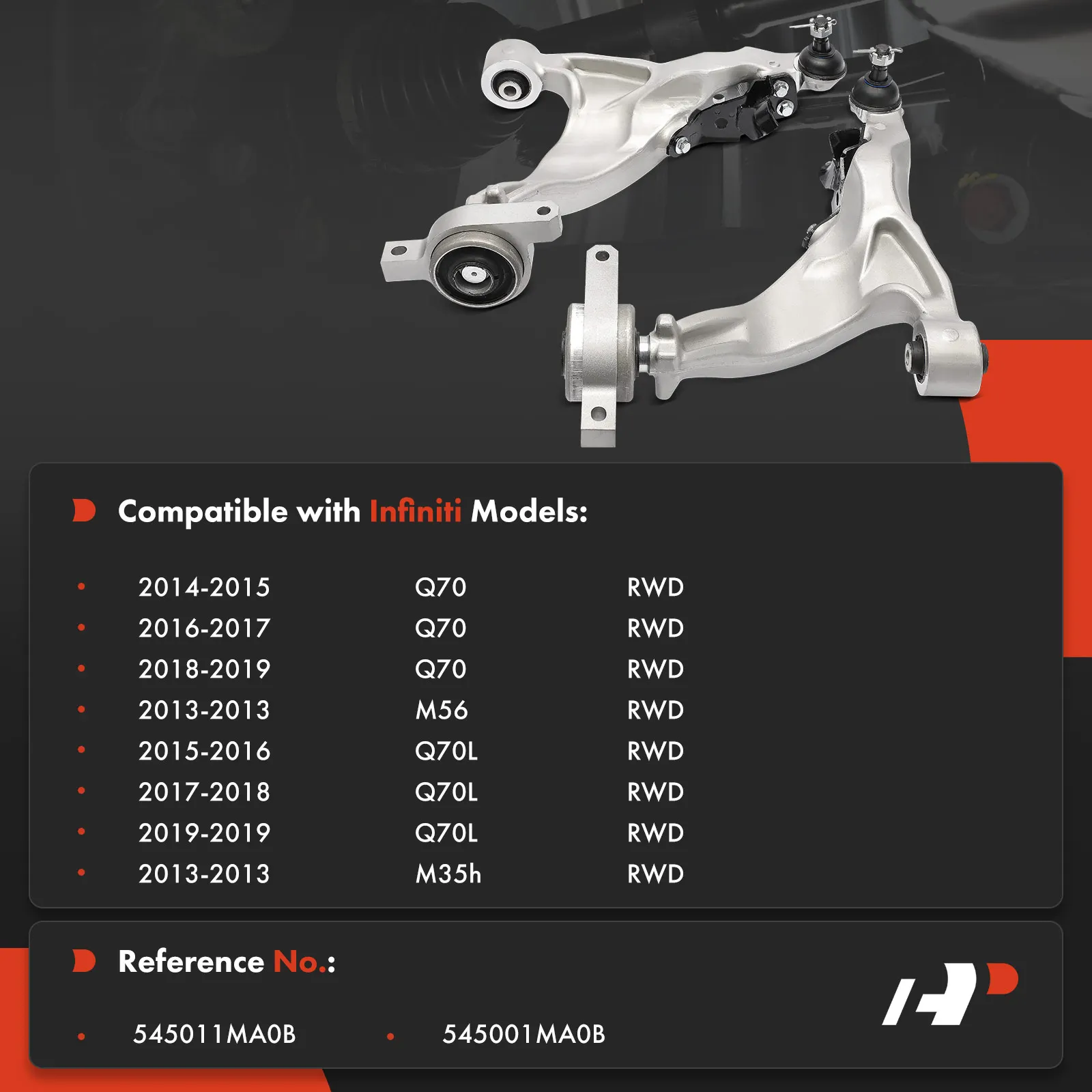 A-Premium 2x Front Lower Control Arm Kit with Ball Joint for Infiniti Q70 2014-2019 M56 M35h 2013 Q70L 2015-2019