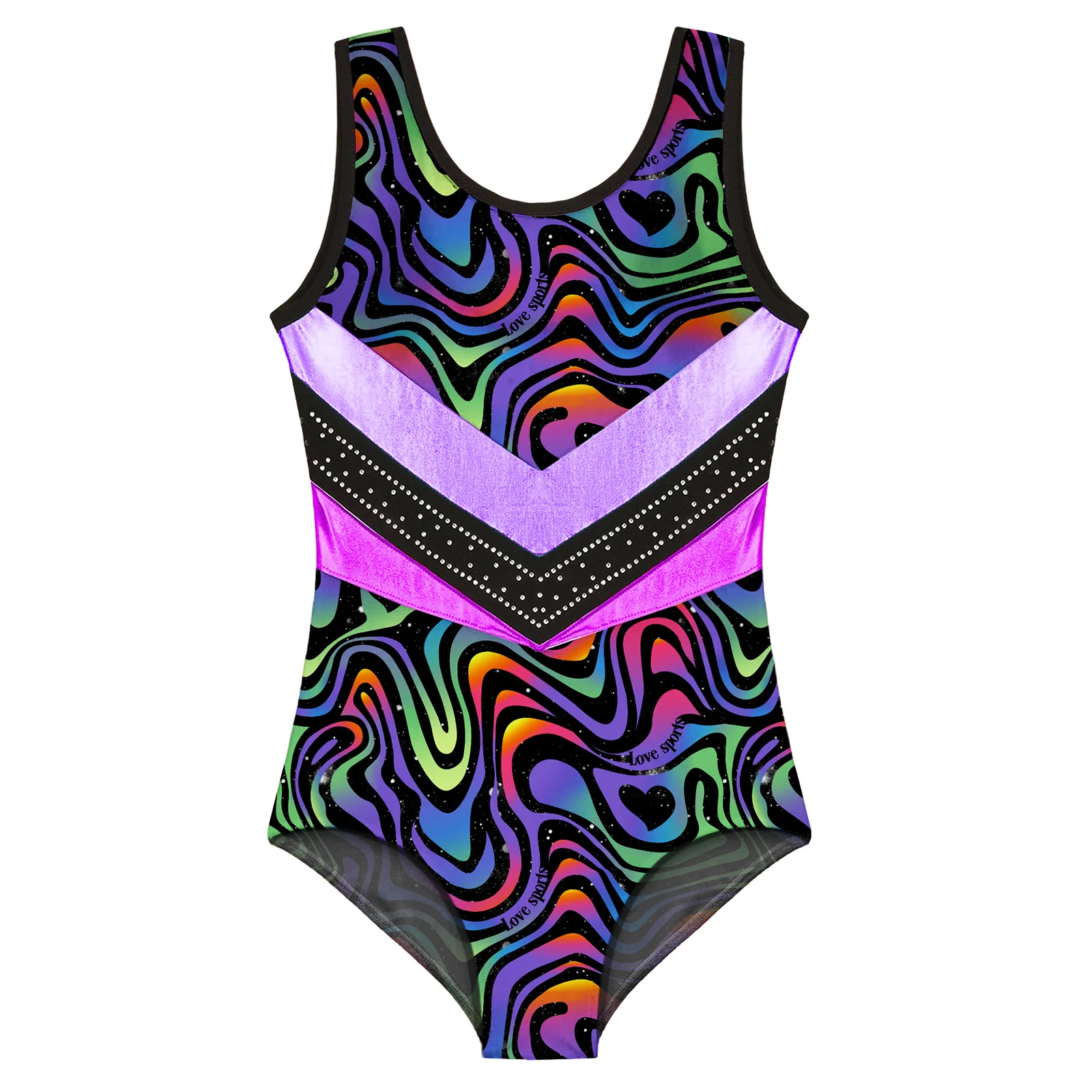 Completo da ginnastica per balletto per ragazze Body da ballo senza maniche Body stampato e pantaloncini da ballo a vita alta Pacchetto completo di abbigliamento da ballo