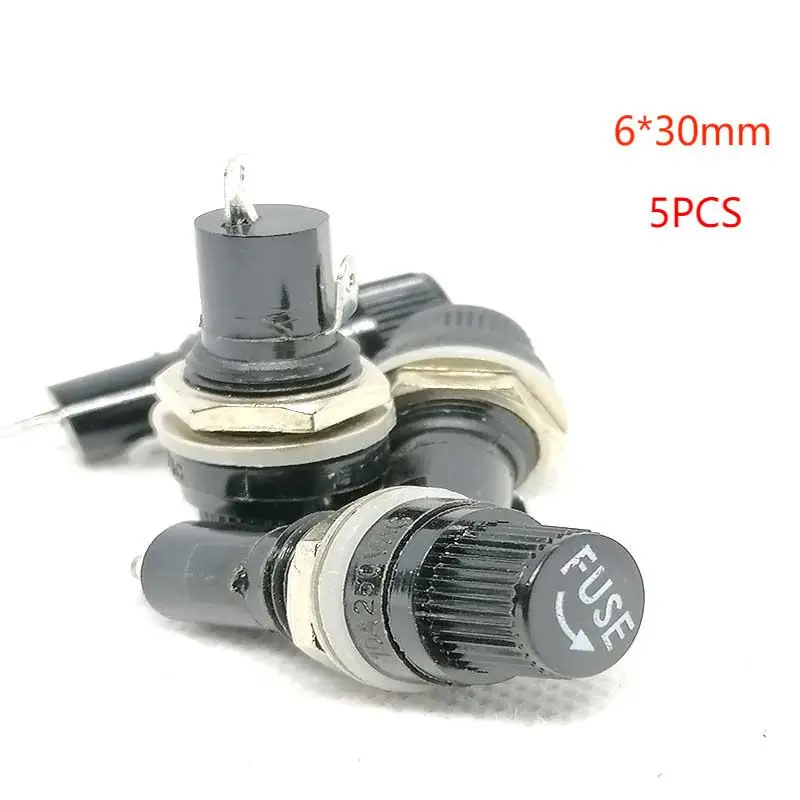 Vaohm 5PCS R3-13  6*30mm Screw Cap Panel Mount  Glass Fuse Holder