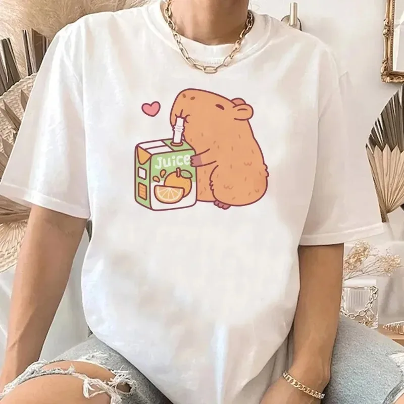 

Funny 90s Capybara Tshirt Women T-Shirt Capibara Cartoons Clothes Girl Capybaras T Shirt Female Casual Top Clothes