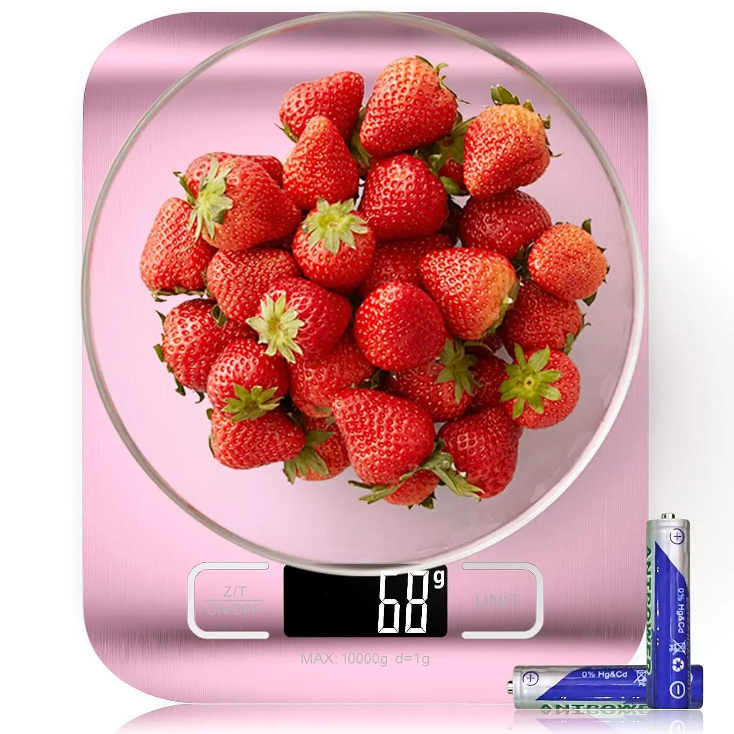 Food Scale 10kg Digital Kitchen Scale with Tare Function Stainless Steel Platform LCD Display for Coffee Brewing Baking Cooking