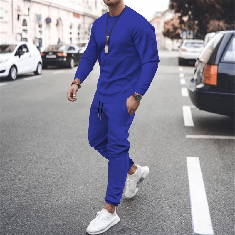 Hot Sales Mens Two-Piece Jogger Sports Suit Warm Autumn Winter Tracksuit Set with Running Sweatshirt And Sweatpants Men Clothing