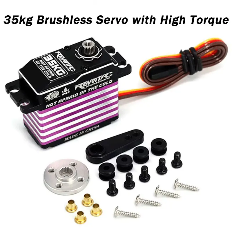 RevvitRC 35 كجم معدن مؤازر بدون فرش مبرمج مغناطيسيًا مقاوم للماء سرعة سريعة لأجزاء روبوتات السيارات لتسلق 1:8/10