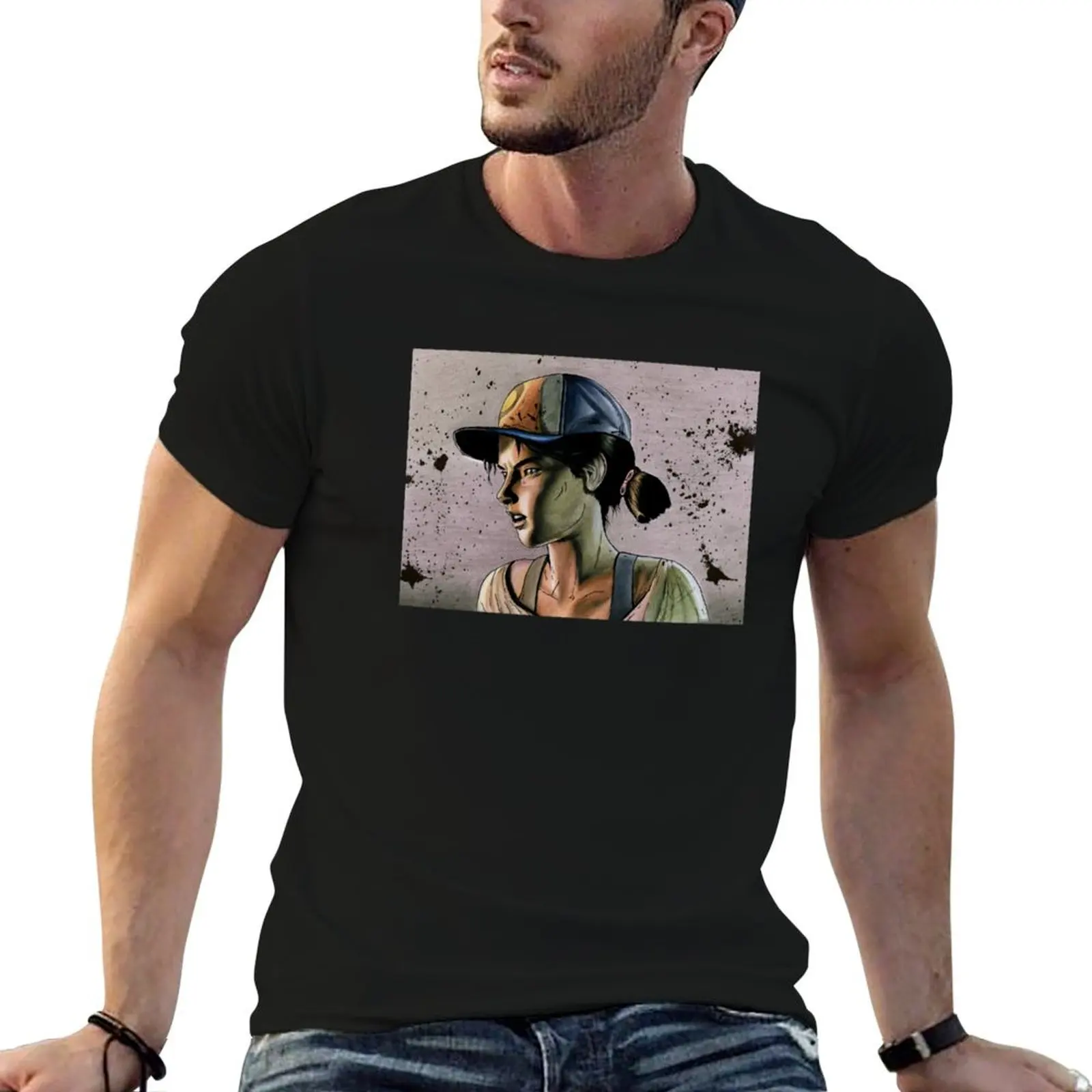 clementine-the-walking-dead-game-t-shirt-t-shirts-droles-humour-fonce-anime-t-shirts-surdimensionne-hommes-t-shirts-graphiques-t-shirt