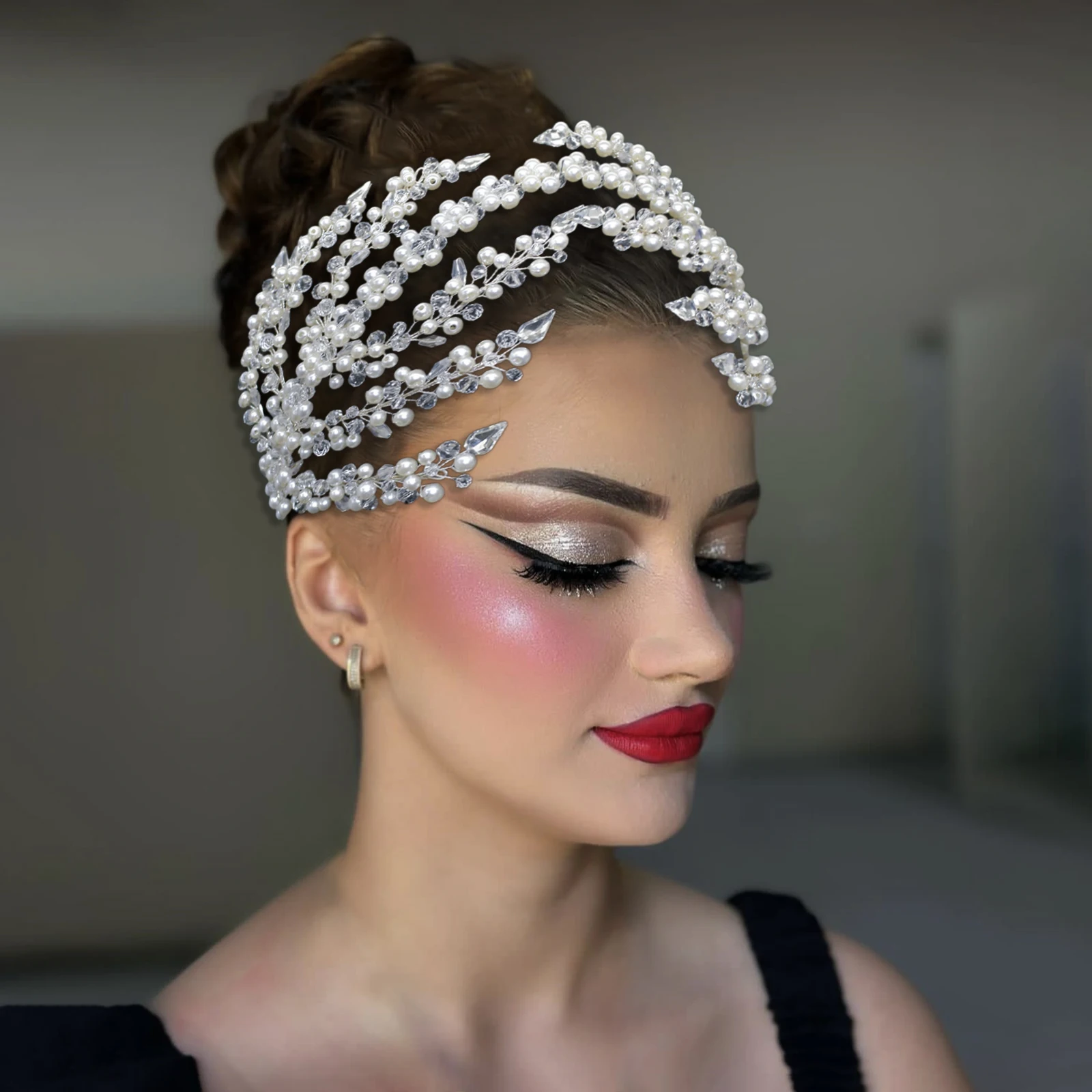 

DZ076 Bridal Tiara Party Hair Accessories Pearl Wedding Headdress Crystal Women Headpieces Baroque Headwear Pageant Diadem