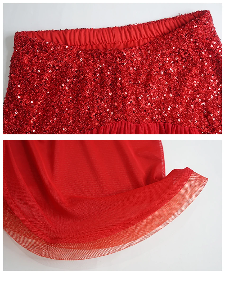 مجموعة أزياء الرقص الشرقي للنساء، بلوزة وتنورة شبكية ترتر وأكمام قصيرة لملابس ممارسة أداء المسرح للبالغين