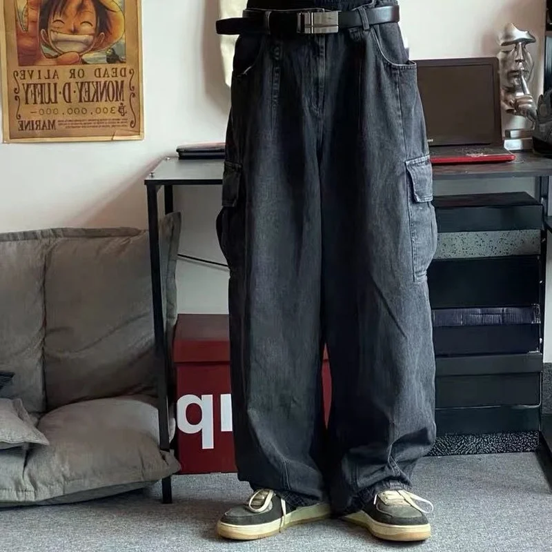 

ARENS Baggy Jeans Trousers Male Denim Pants Black Wide Leg Pants Men's Jeans Oversize Cargo Korean Streetwear Hip Hop Harajuku