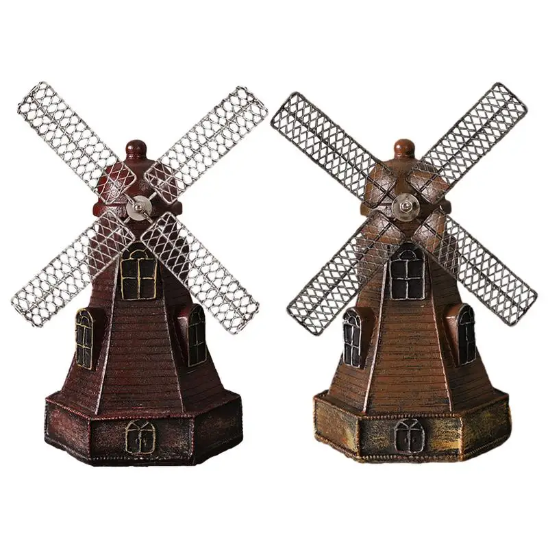 

Windmill Ornaments Garden Yard Windmill Wind Spinner Ornament Retro Dutch Windmill Model Statue Landscape decor for Tabletop