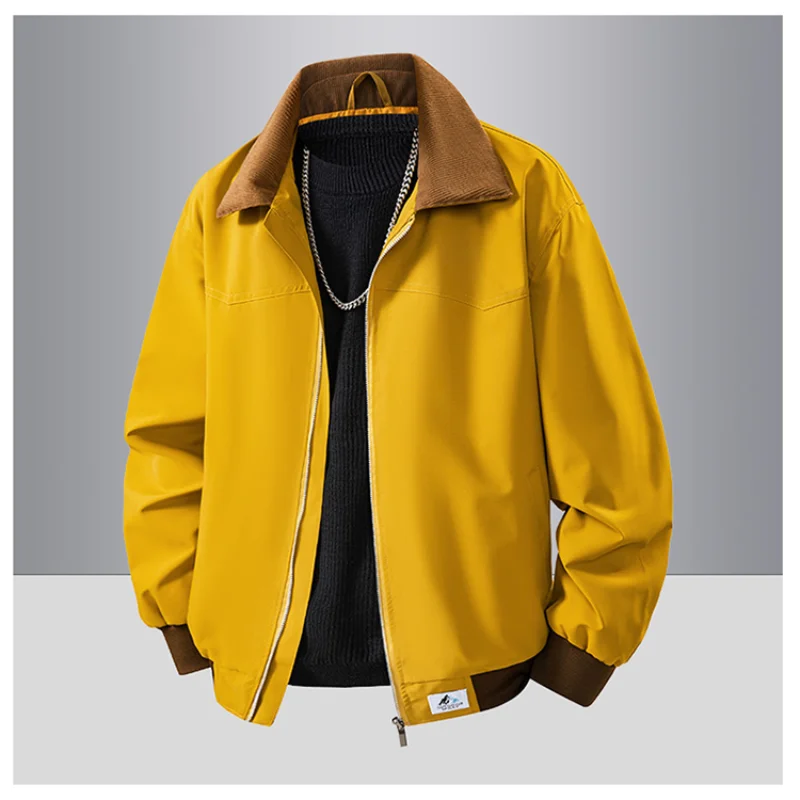 Contrast Color Lantern Long-sleeved Zipper Cardigan Casual and Fashionable Men's Loose Top