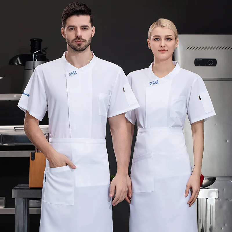 Giacca da cucina uniforme da cuoco nero bianco blu colore cameriere/vestiti da cameriera giacca da cuoco abbigliamento da lavoro ristorante Hotel