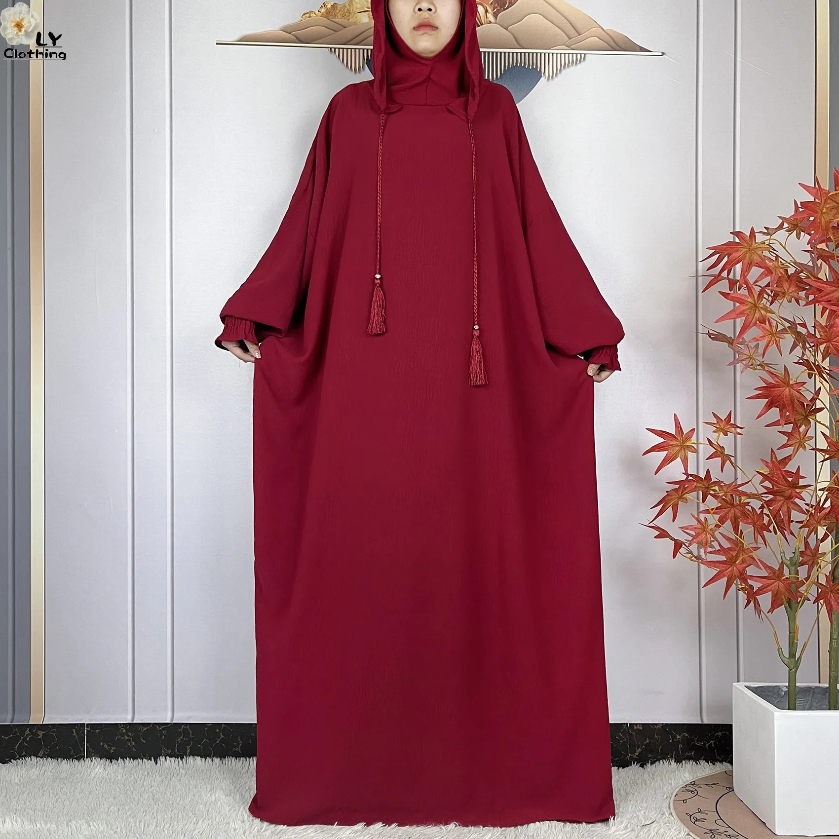 Newest Muslim Ramadan Two Hats Abaya Dubai Turkey Islam Prayer Clothes High-grade Soft Fabric Dresses African Women Loose Dress