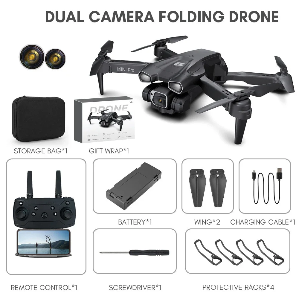 H66 Mini Drone 4K Dual Camera, GPS FPV, Obstacle Avoidance, Optical Flow, Fixed Height, for Beginners
