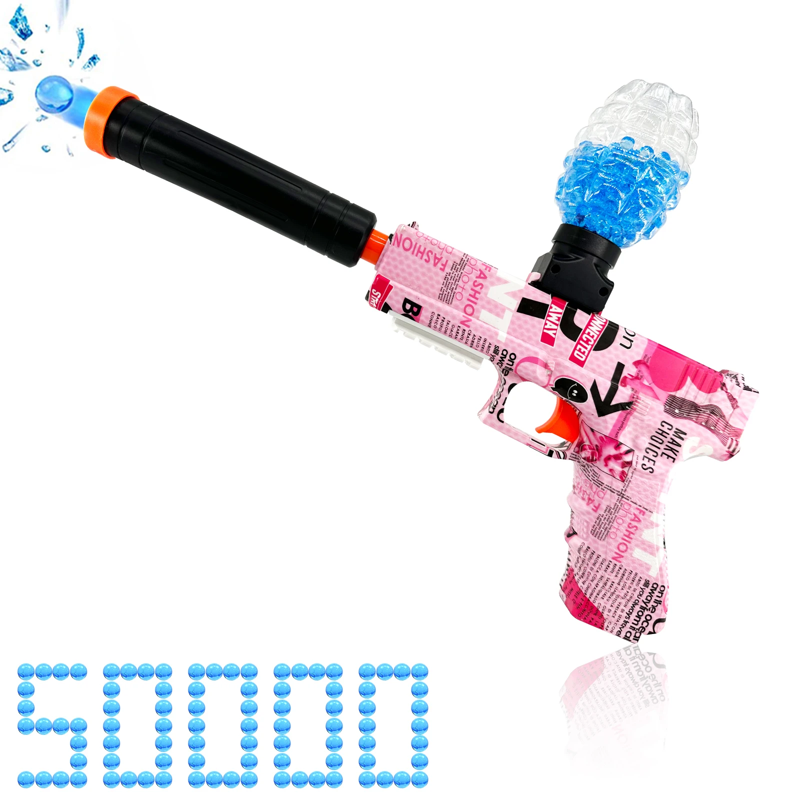 Glock Splatter Ball Blaster NonStop Action, Free Water Beads, With Rechargeable Battery Auto Outdoor Orby Gun For Team Activitie