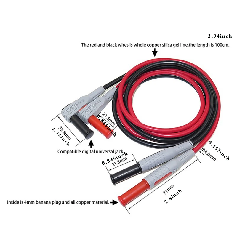 Multimeter-Messleitungen, Kabelsonde, sichere Spitze, Kabelsatz, Messleitungssatz, Krokodilklemme, Testhaken, Multimeterleitungen, Kit für die hintere Sonde – Detail 7