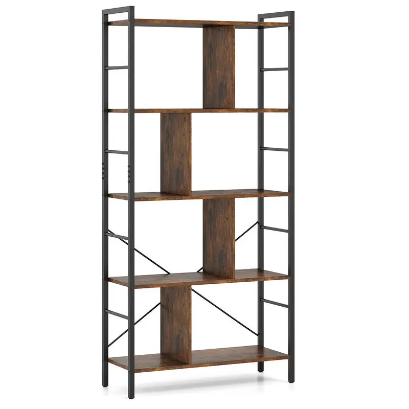 

4-Tier Industrial Freestanding Bookshelf with Metal Frame