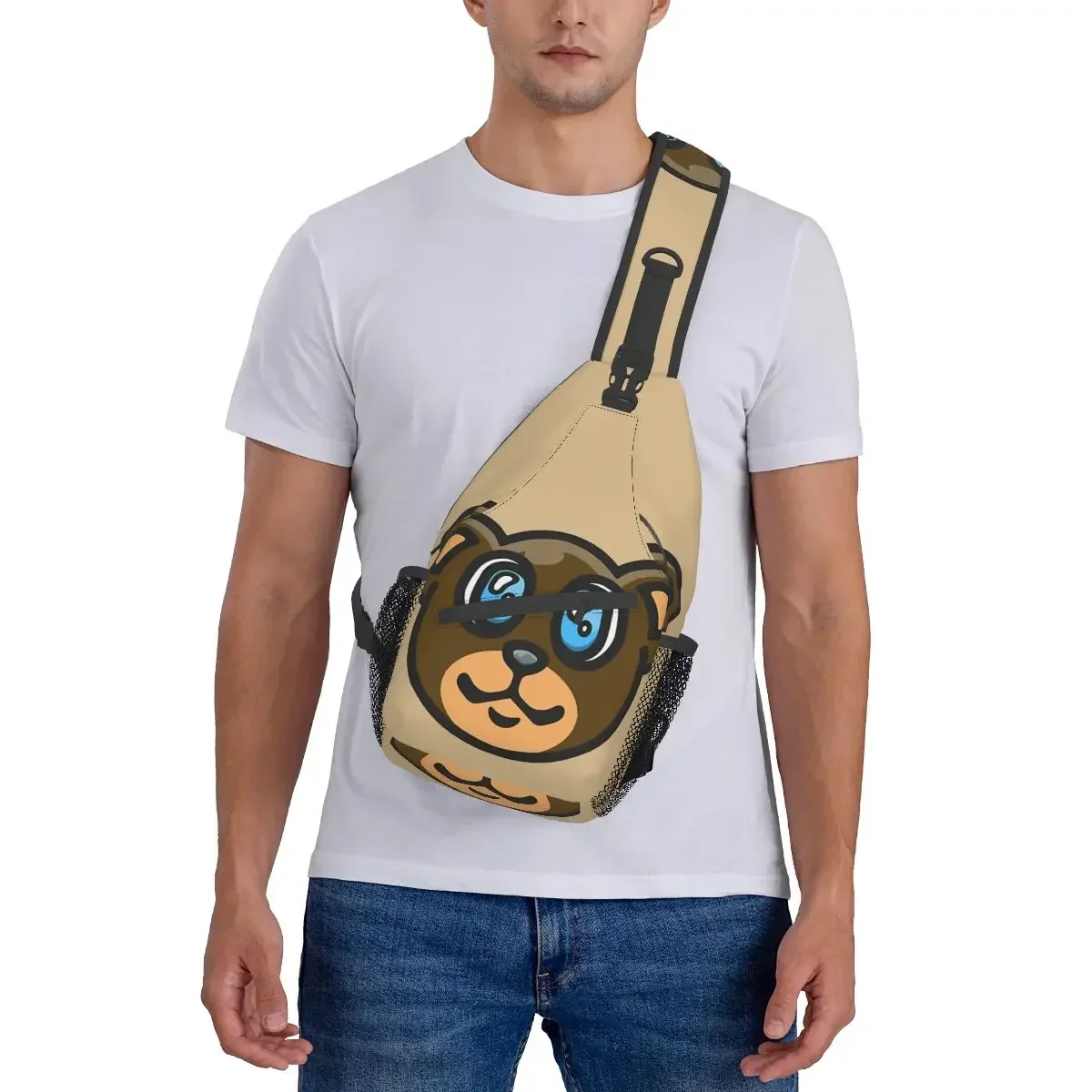 Unisex Teddy Bear Crossbody Bag, Sports Chest Bag, Mochilas de Ombro Moda, Cry Face, Viagem, Mulheres, Homem