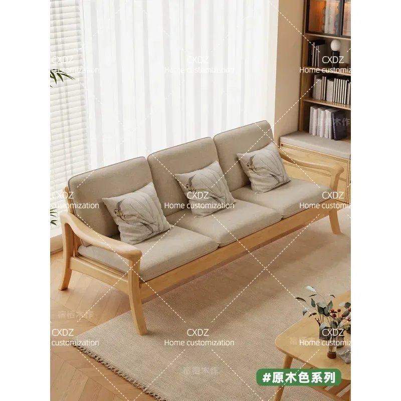 Solid Wood 3 Seater Sofa Straight Bench for Hotel Balcony Garden Indoor Outdoor Living Room Furniture Winter Summer Use