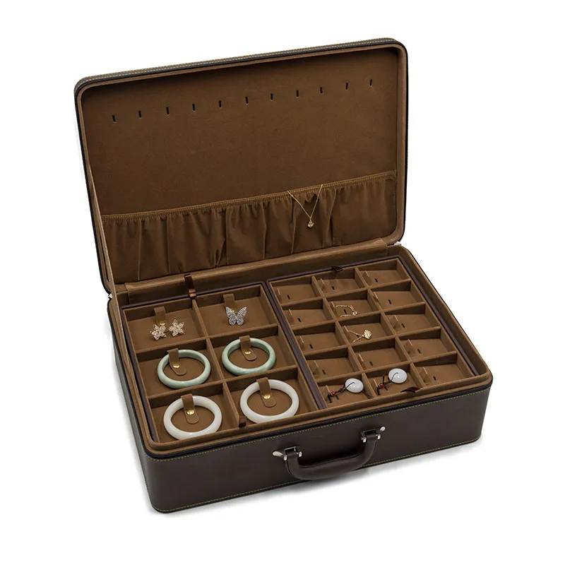 PYH jewelry storage box, high-end exquisite multi-layer large-capacity ring, stud earrings, portable case.