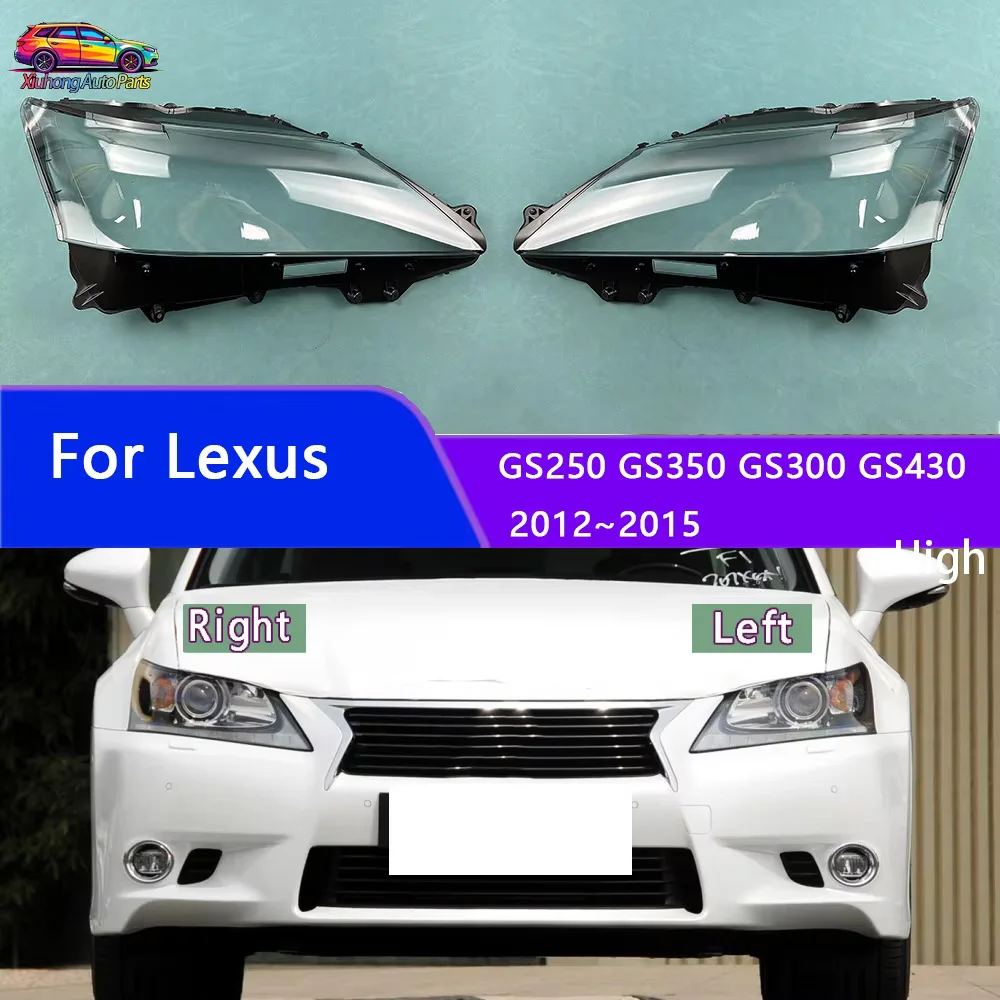 For Lexus GS250 GS350 GS300 GS430 2012~2015 （Black border style）Headlight Transparent Cover Lampshade Headlamp Shell Plexiglass
