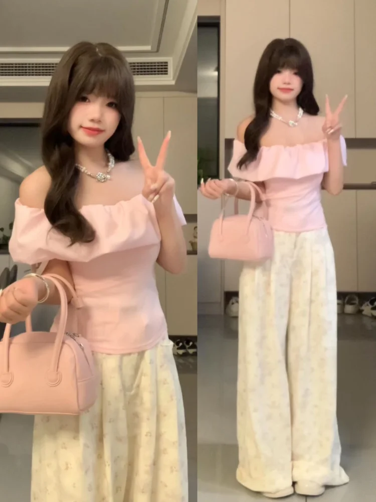 

Korean Sle ort Sve Slim Fit oulder Bared T irt Women's Summer Faionable Small Size Beautiful Commute Sle Pure ...