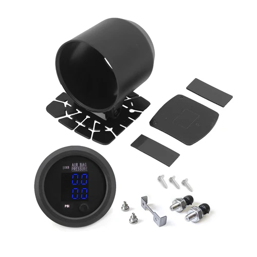 Imagen 2 del producto Manómetro de presión de aire de doble presión ultrafino Universal BAR/PSI suspensión neumática paseo de aire con 2 uds sensores 1/8NPT y soporte