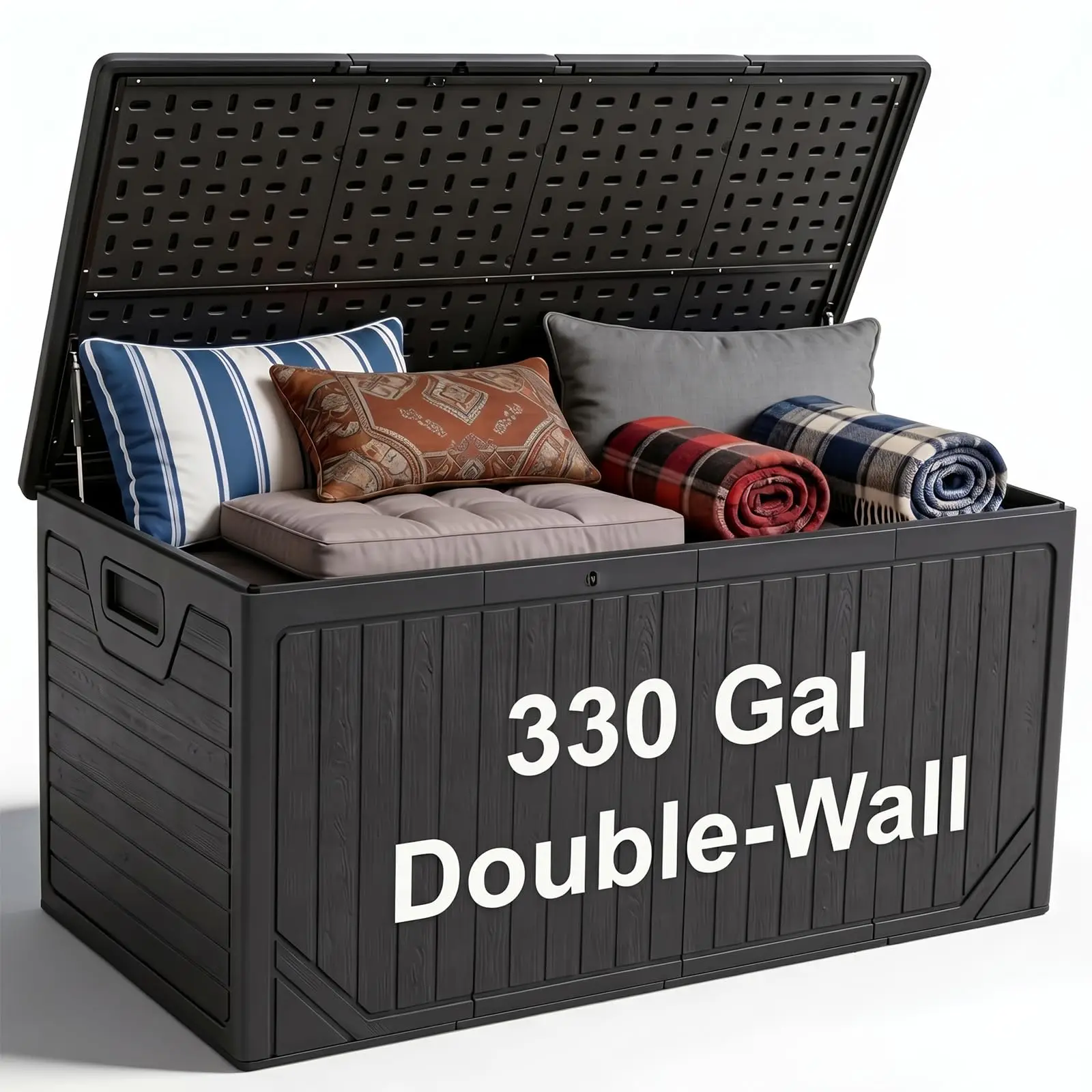 330 Gallon Outdoor Storage Deck Box, Extra Large Waterproof Resin Storage Box for Patio Cushions, Garden Tools, Pool